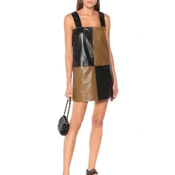 chinese dress ladies Aesthetic Black Button Down Women Leather Shirt Dress main image 1